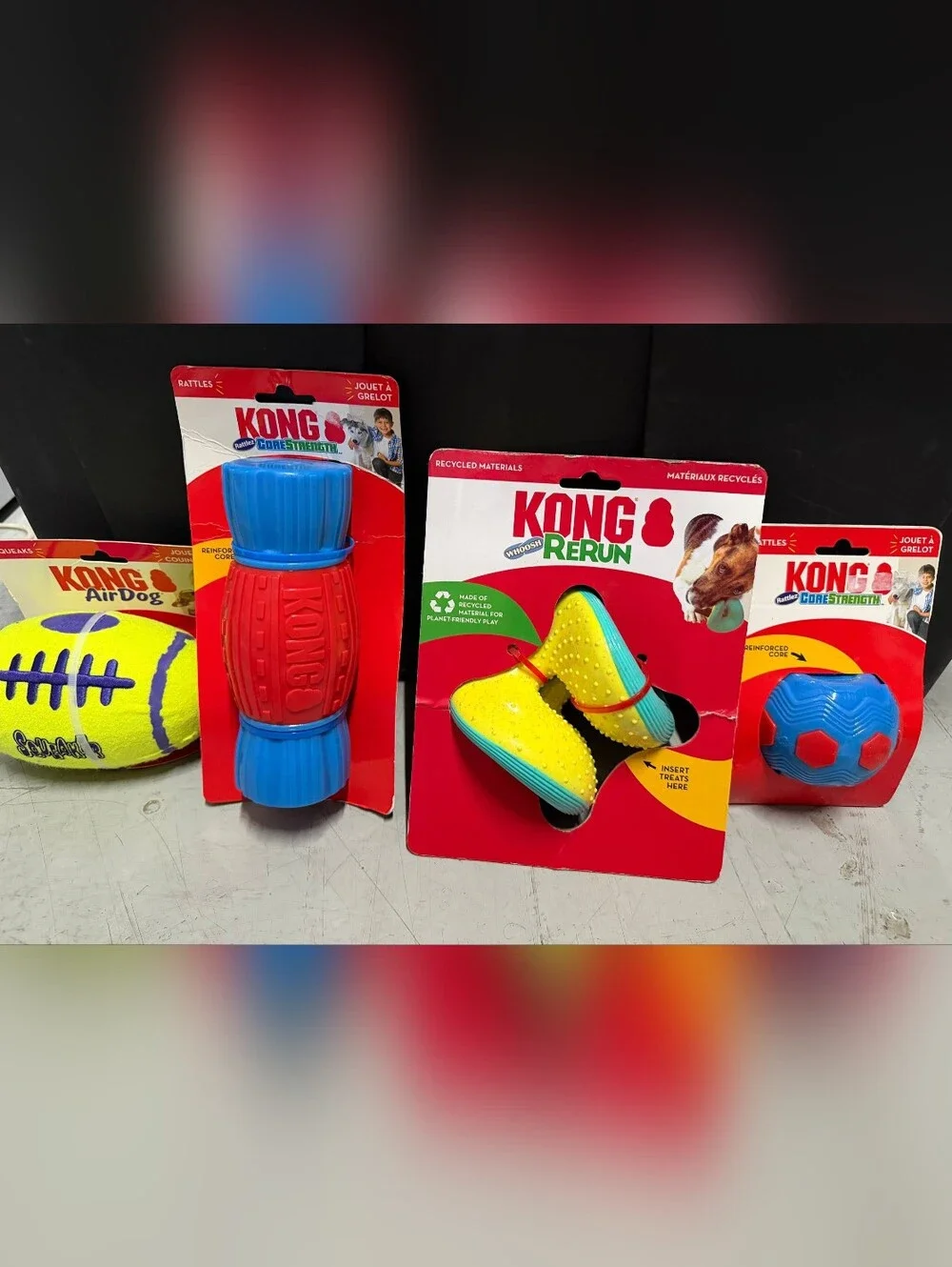 Tough Dog Toy Lot - 4 Pack Interactive Fetch & Chew Toys for Medium Large Dogs